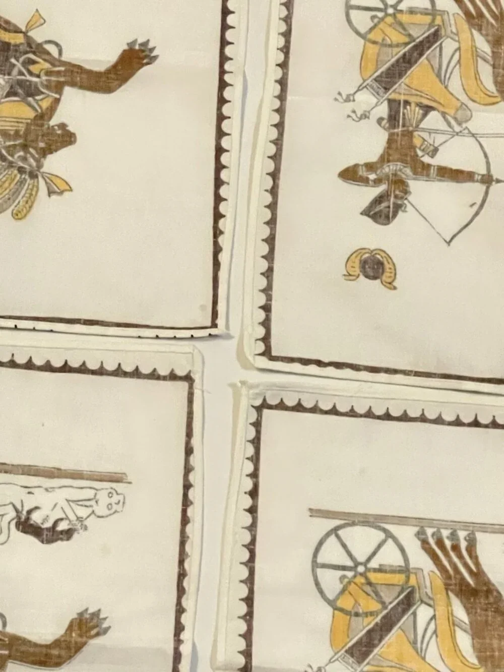 Vintage Egyptian Cotton Napkins Set of 6 Made in Egypt Pharaoh Chariot Egyptian